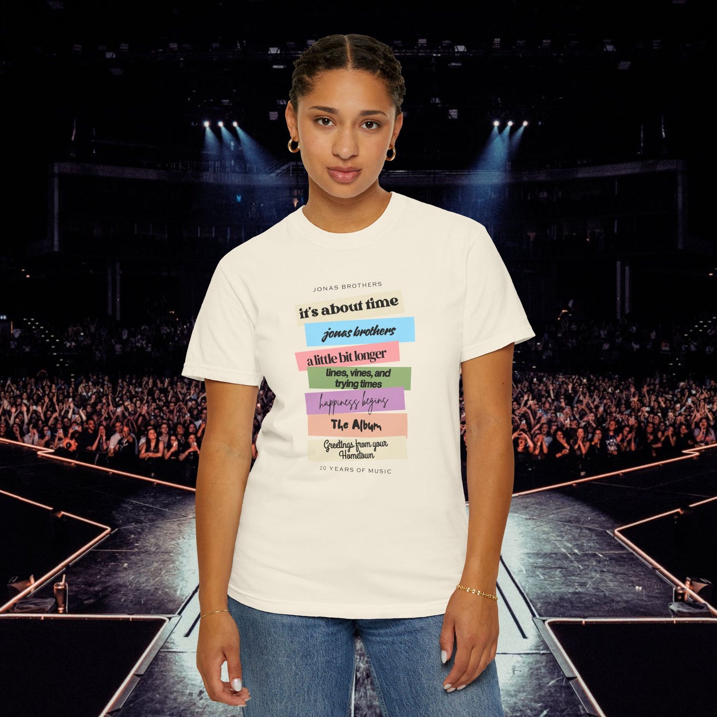 20 Years of Music Jonas Brothers Discography Tee, Light Color Tee