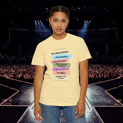 20 Years of Music Jonas Brothers Discography Tee, Light Color Tee