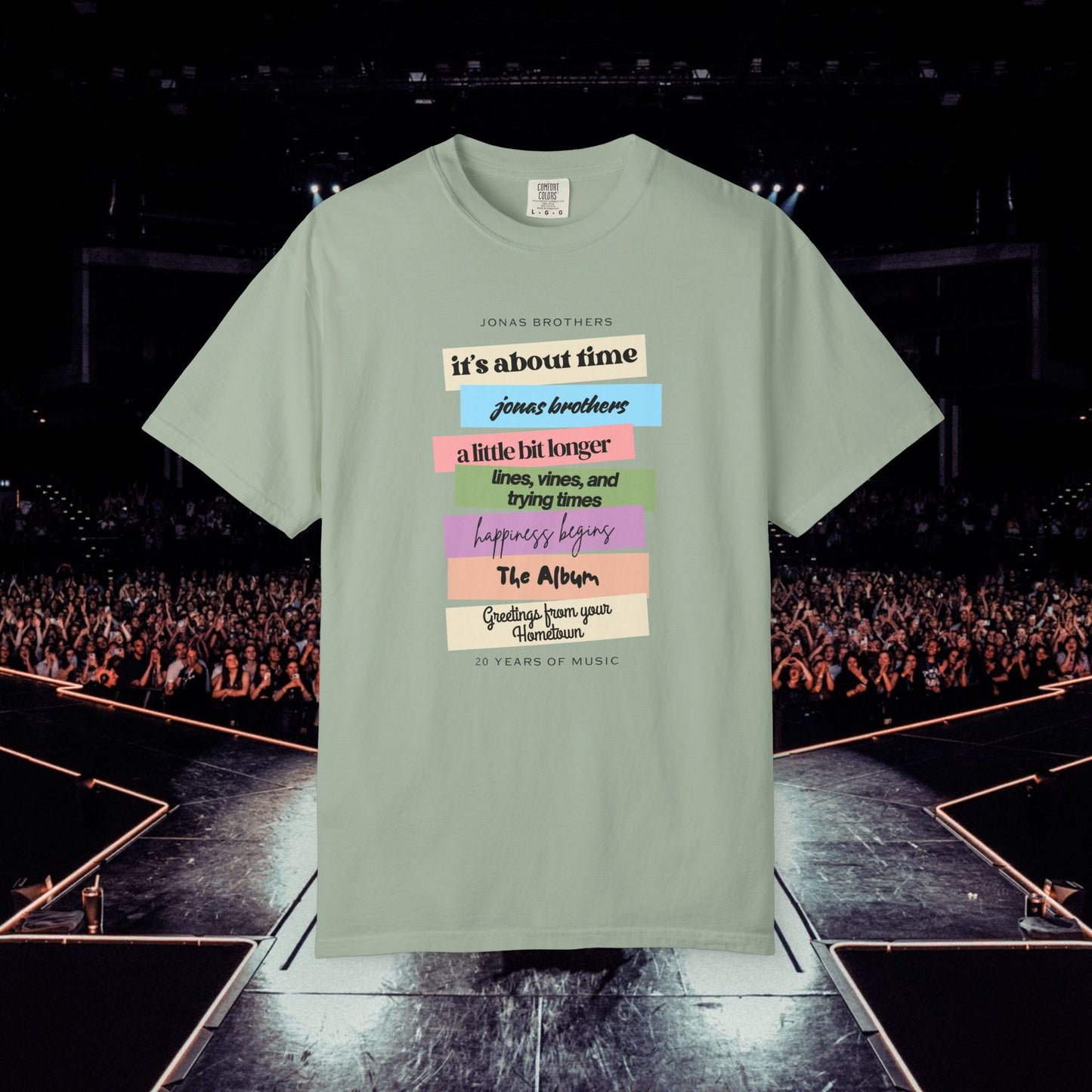 20 Years of Music Jonas Brothers Discography Tee, Light Color Tee