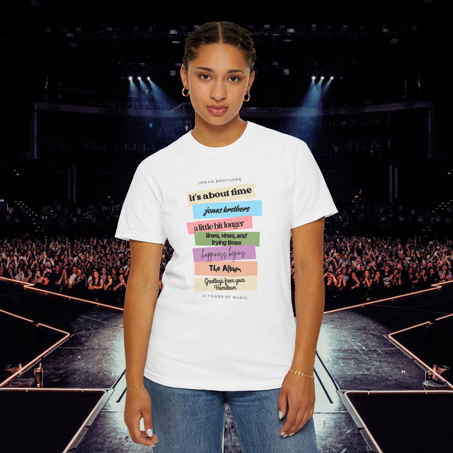 20 Years of Music Jonas Brothers Discography Tee, Light Color Tee