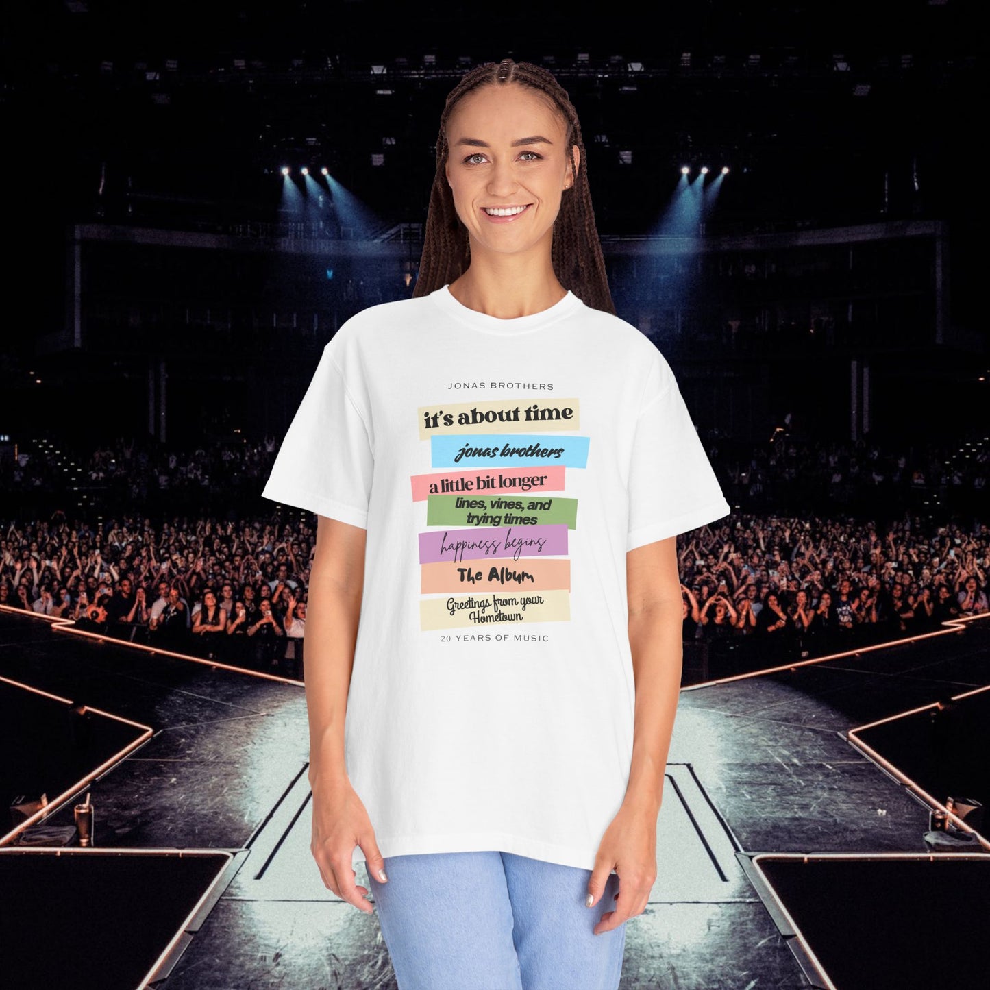 20 Years of Music Jonas Brothers Discography Tee, Light Color Tee
