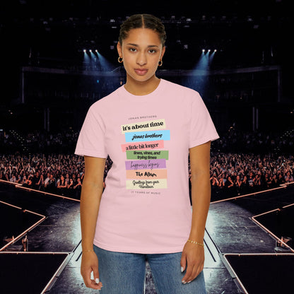 20 Years of Music Jonas Brothers Discography Tee, Light Color Tee