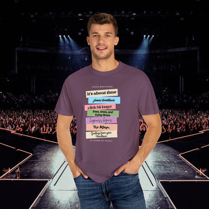 20 Years of Music Jonas Brothers Discography Tee, Dark Color Tee