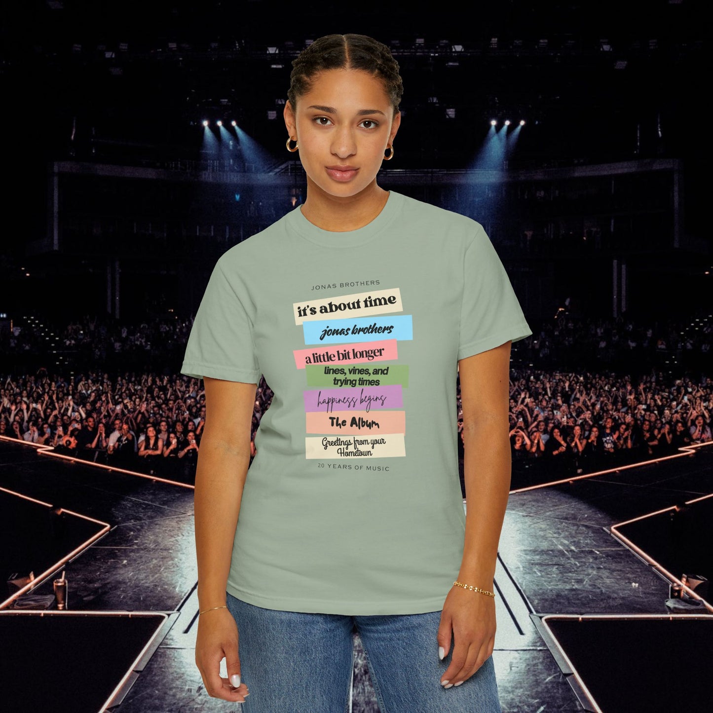 20 Years of Music Jonas Brothers Discography Tee, Light Color Tee