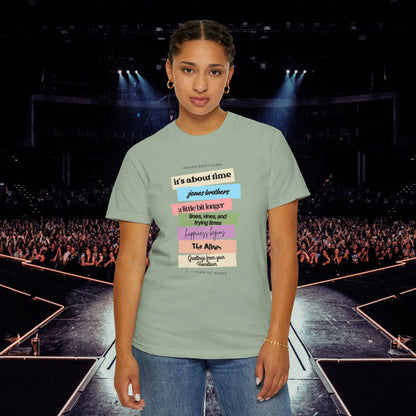 20 Years of Music Jonas Brothers Discography Tee, Light Color Tee