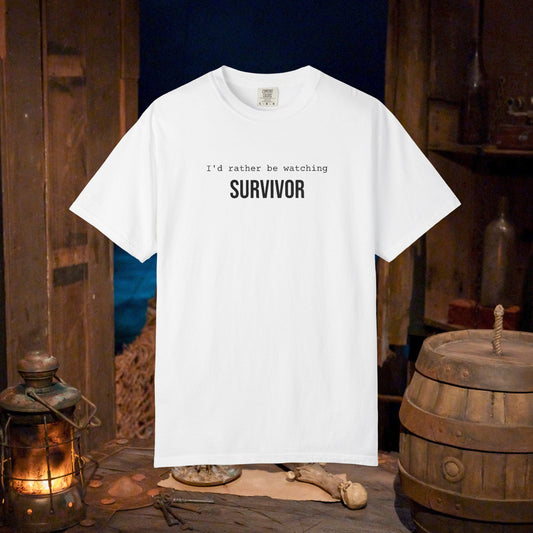 I'd Rather Be Watching Survivor Embroidered T-shirt