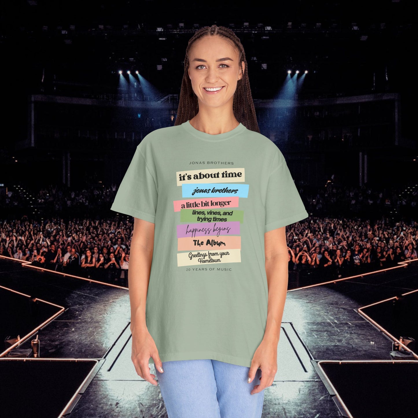 20 Years of Music Jonas Brothers Discography Tee, Light Color Tee