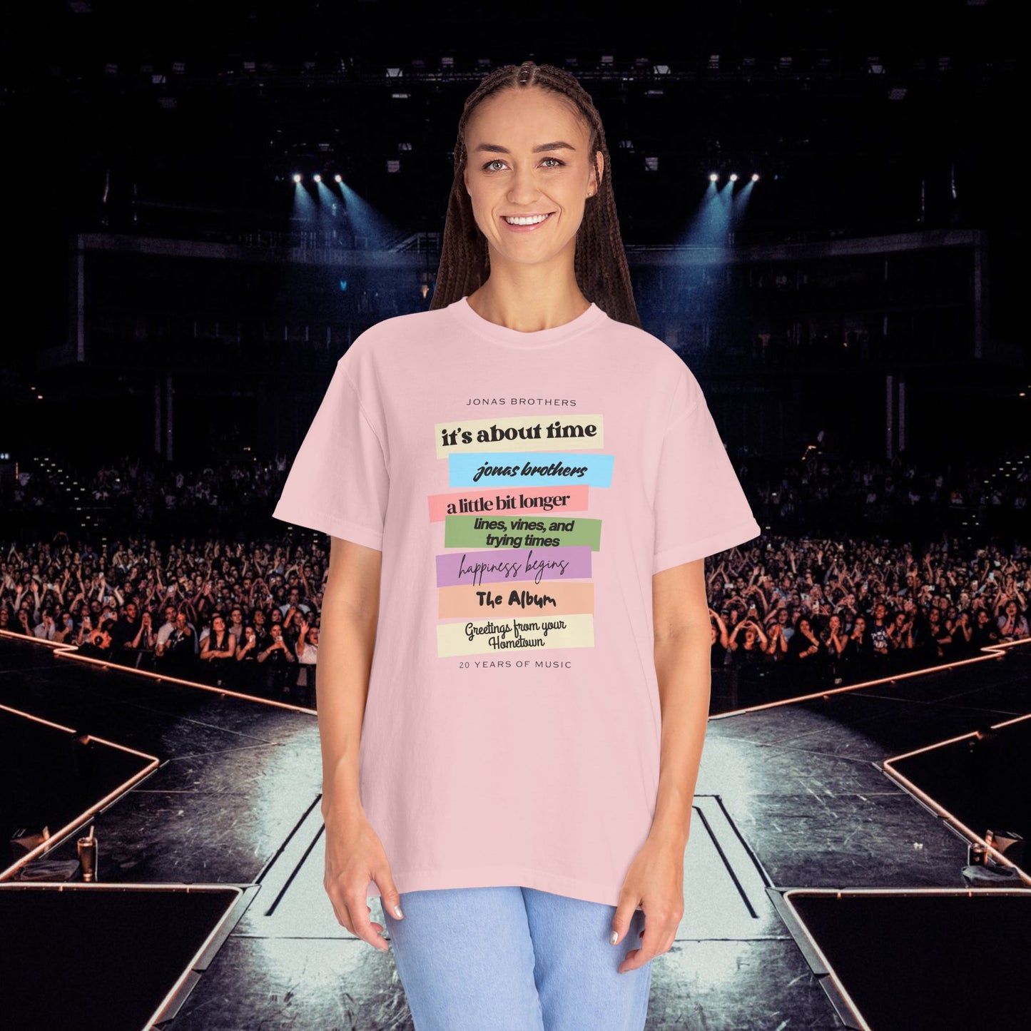 20 Years of Music Jonas Brothers Discography Tee, Light Color Tee