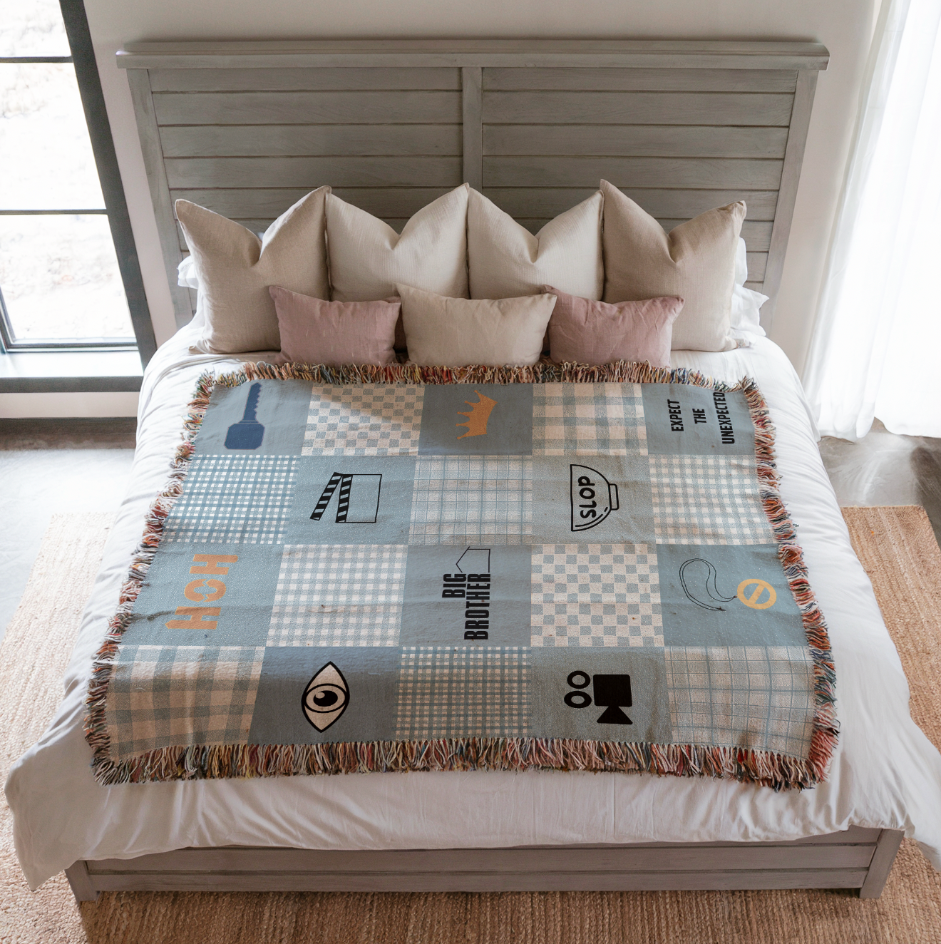 Big Brother CBS TV Show Woven Patchwork Throw Blanket | Gift for Fans of Big Brother
