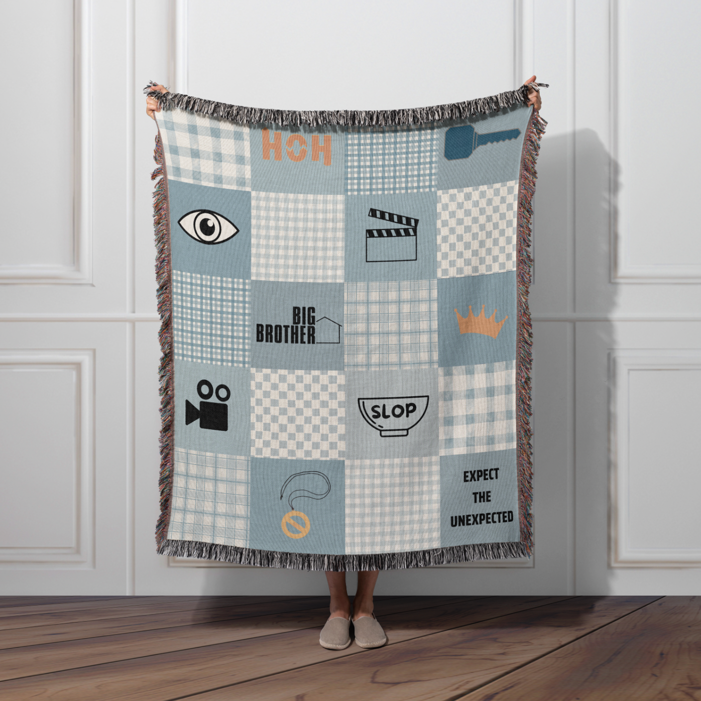 Big Brother CBS TV Show Woven Patchwork Throw Blanket | Gift for Fans of Big Brother