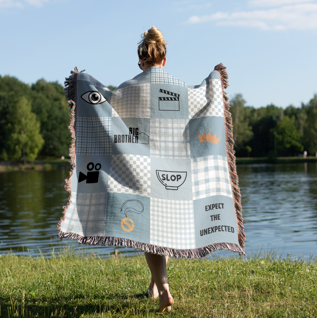 Big Brother CBS TV Show Woven Patchwork Throw Blanket | Gift for Fans of Big Brother