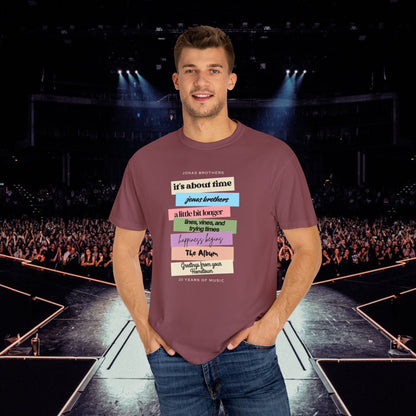 20 Years of Music Jonas Brothers Discography Tee, Dark Color Tee