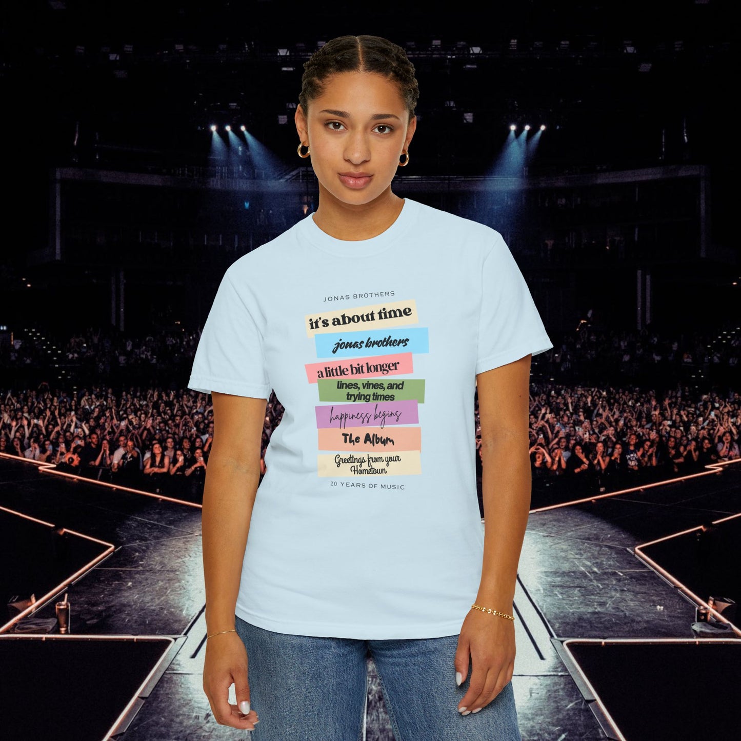 20 Years of Music Jonas Brothers Discography Tee, Light Color Tee