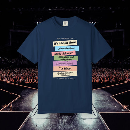 20 Years of Music Jonas Brothers Discography Tee, Dark Color Tee