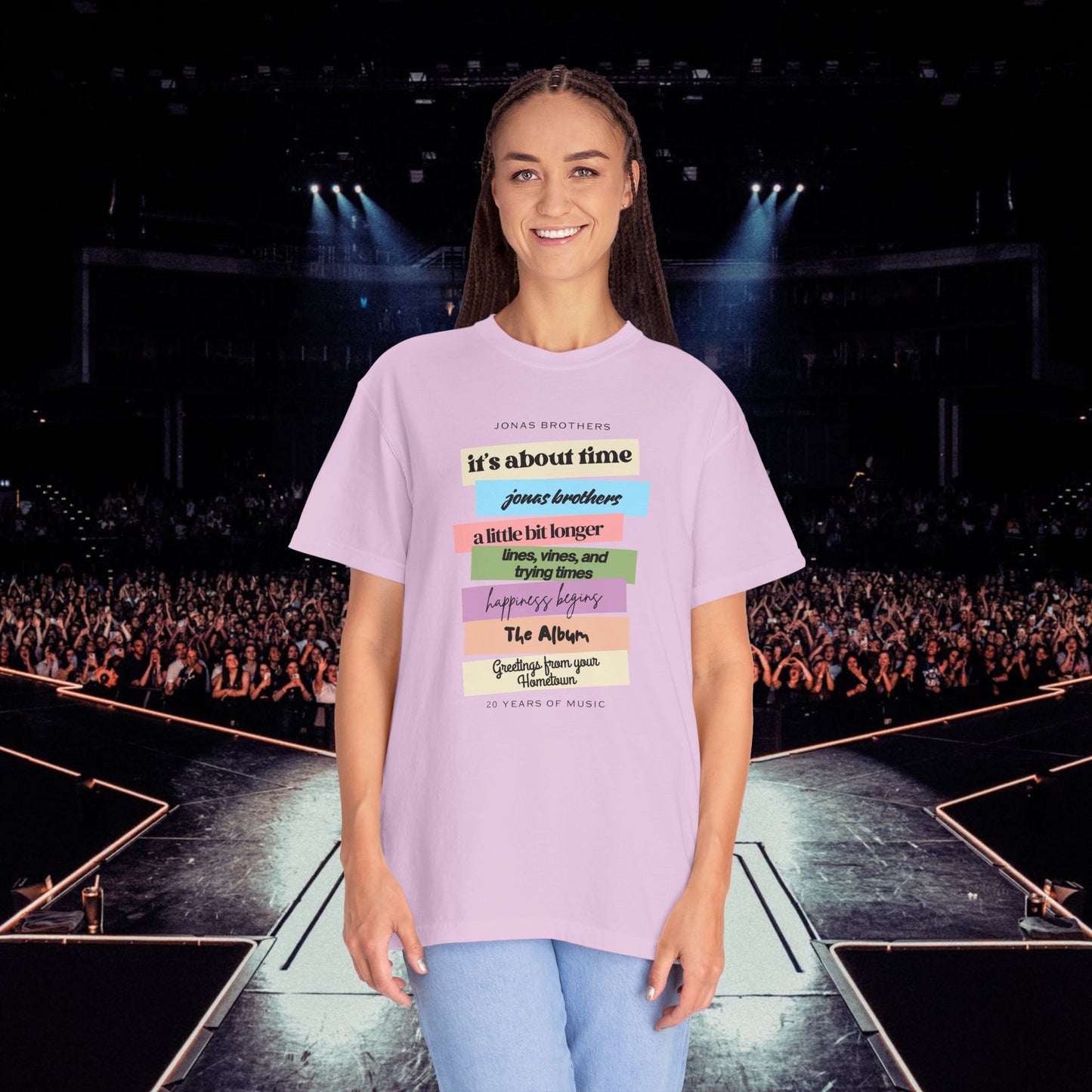 20 Years of Music Jonas Brothers Discography Tee, Light Color Tee