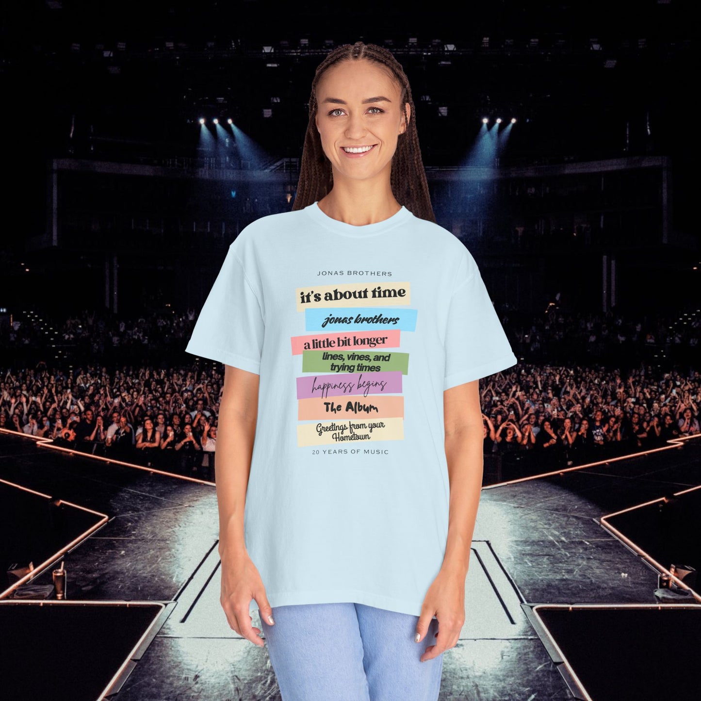 20 Years of Music Jonas Brothers Discography Tee, Light Color Tee