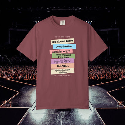 20 Years of Music Jonas Brothers Discography Tee, Dark Color Tee