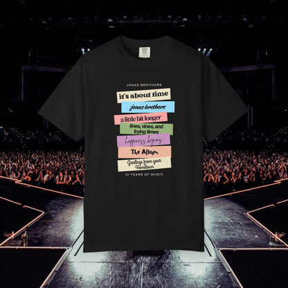 20 Years of Music Jonas Brothers Discography Tee, Dark Color Tee