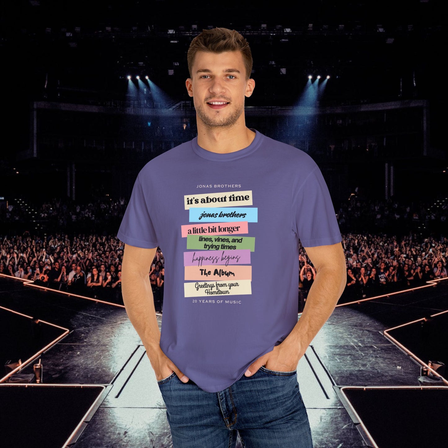 20 Years of Music Jonas Brothers Discography Tee, Dark Color Tee